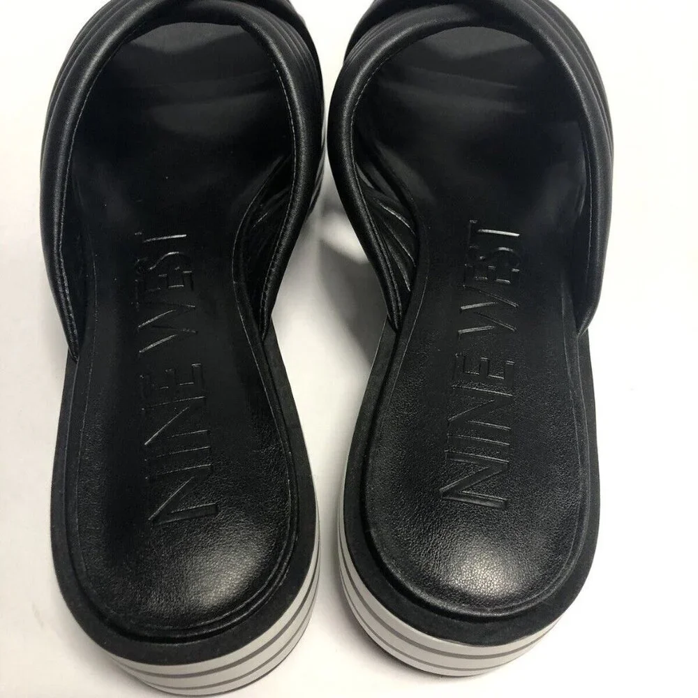 Nine West Women’s Zonita, Black Wedge Sandals, Size 10.5M